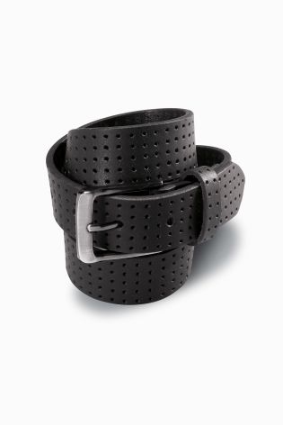 Black Perforated Leather Belt